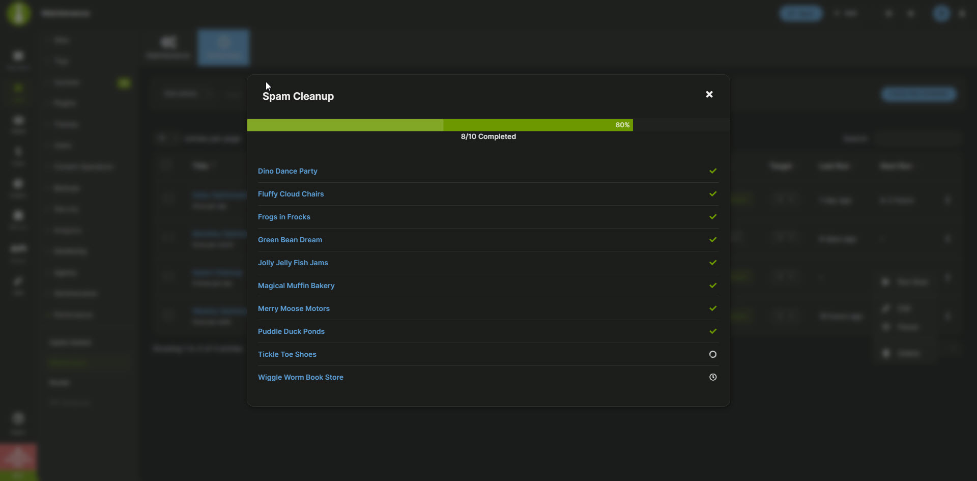 Maintenance - Run Schedule - Dark mode