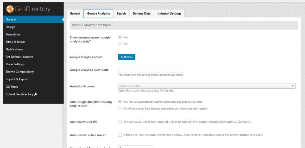 Customize in the admin area