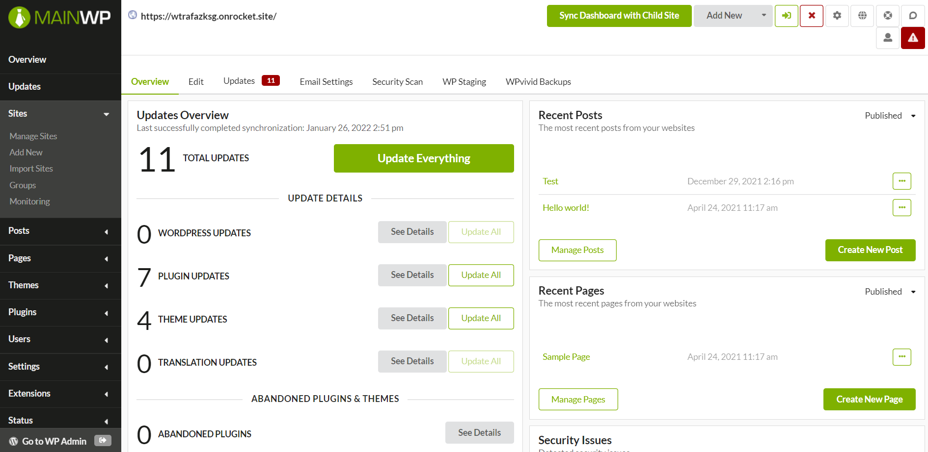 Third Step - Sync Child Site Data