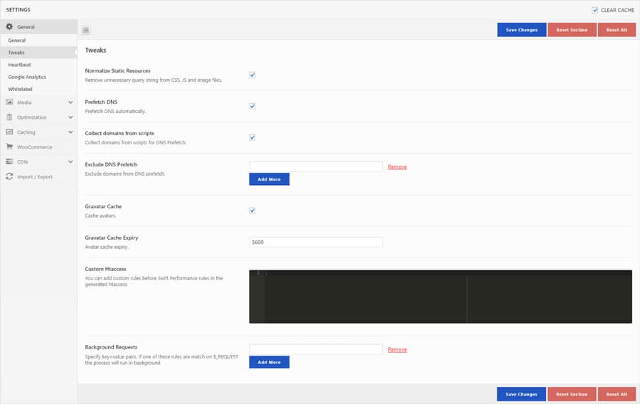 Swift Performance Settings