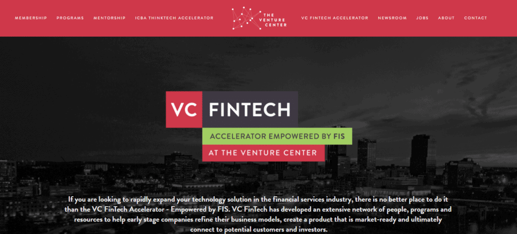 Screenshot: www.venturecenter.co/vcfintech