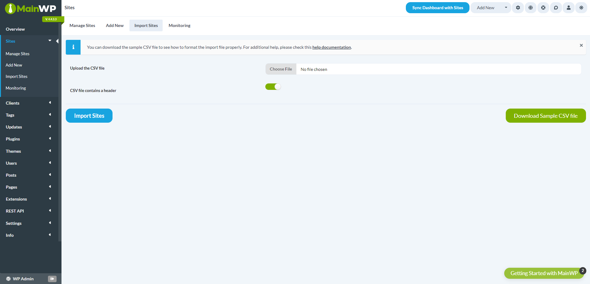 Bulk Import Sites to MainWP
