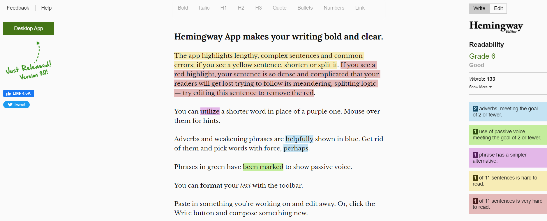 Hemingway - Writing Tool