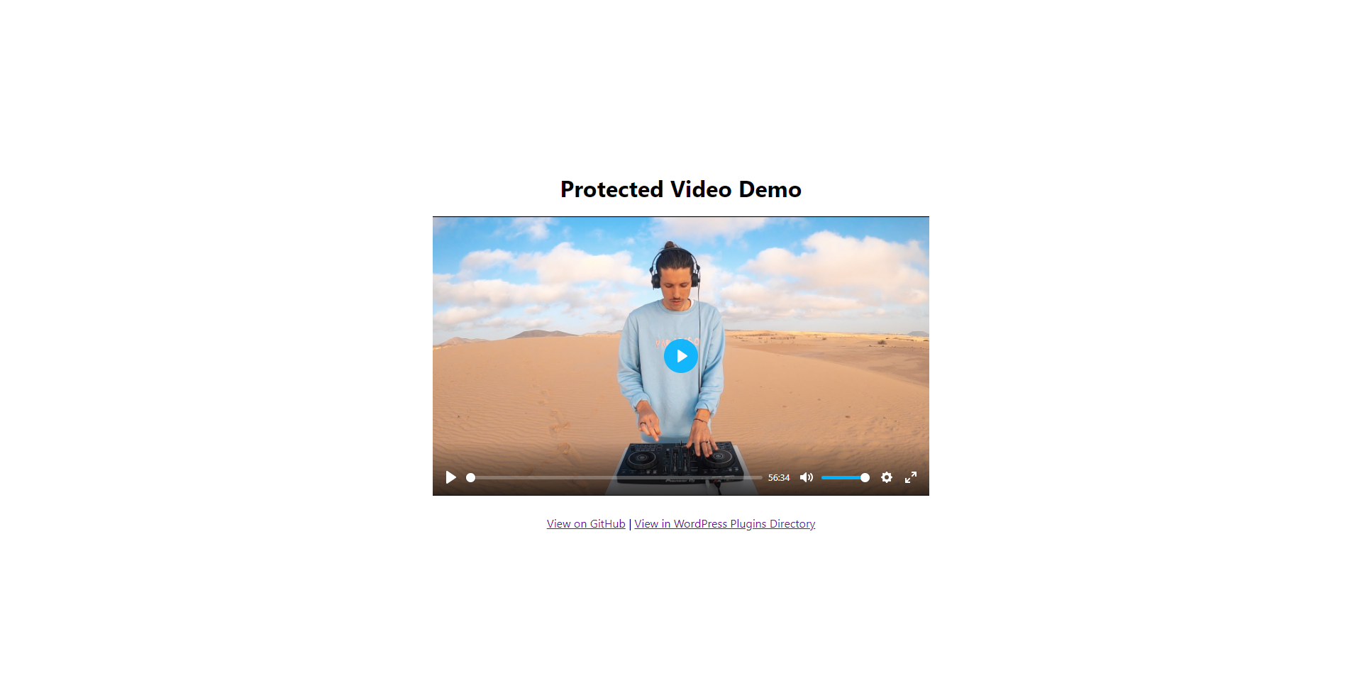 Screenshot: Protected Video Demo Page