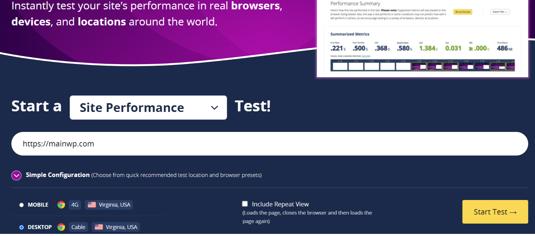 WebPageTest - Website Performance Testing