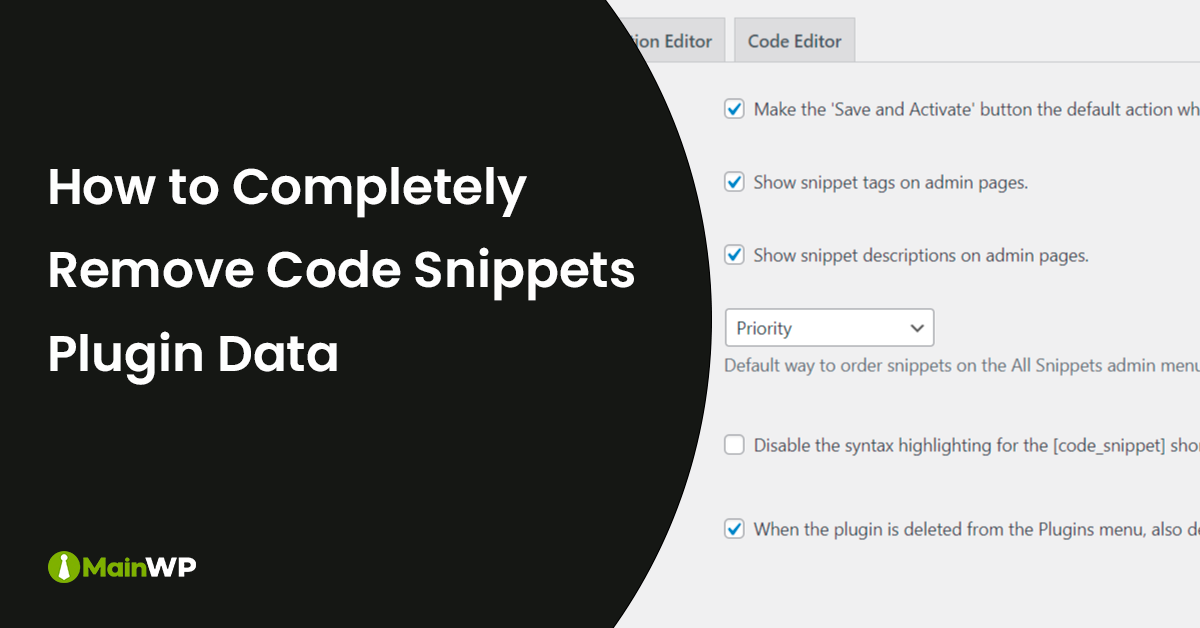 Remove Code Snippets Plugin Data