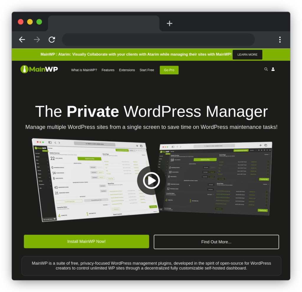 Chrome Mac Dark - MainWP