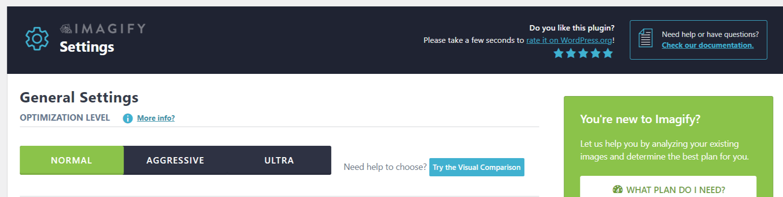 Imagify WordPress Plugin Settings