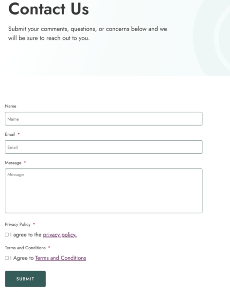 Contact Us Consent