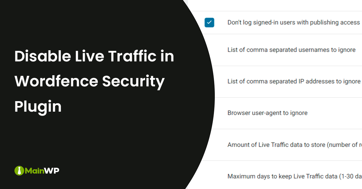 Disable Live Traffic - Wordfence