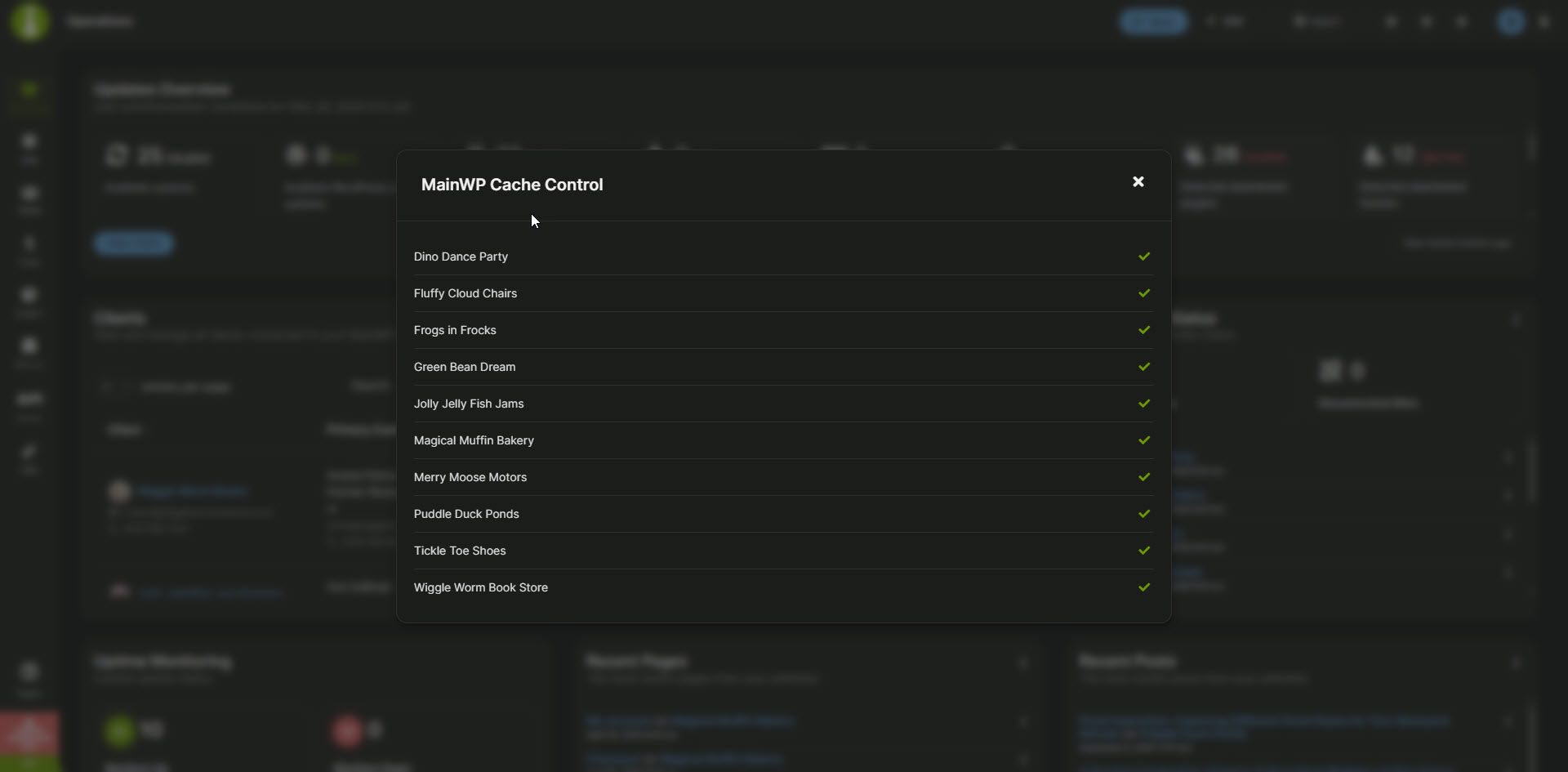 MainWP Cache Control - Clear Cache
