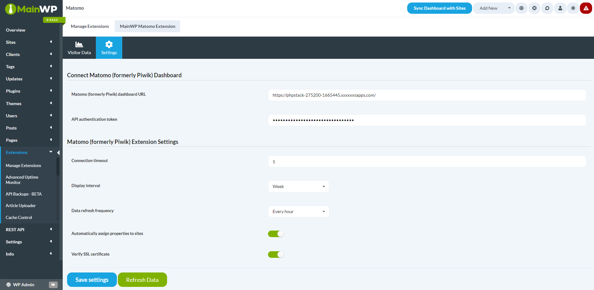 Matomo Extension Settings