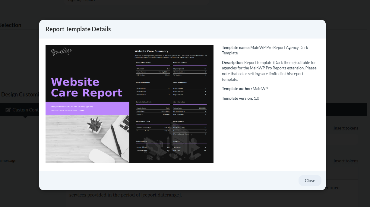 Reports Template Preview