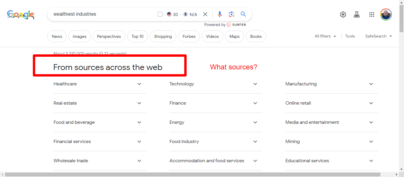 Screenshot of SGE
