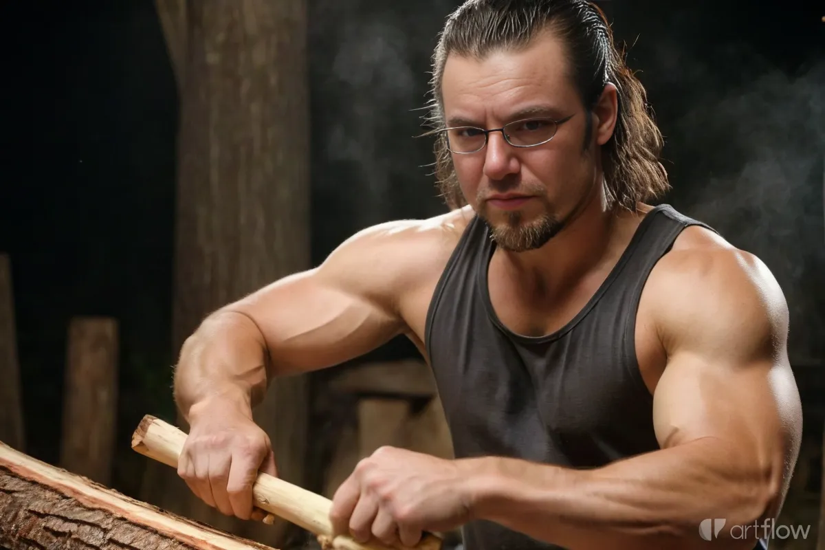 AI Image of me chopping wood