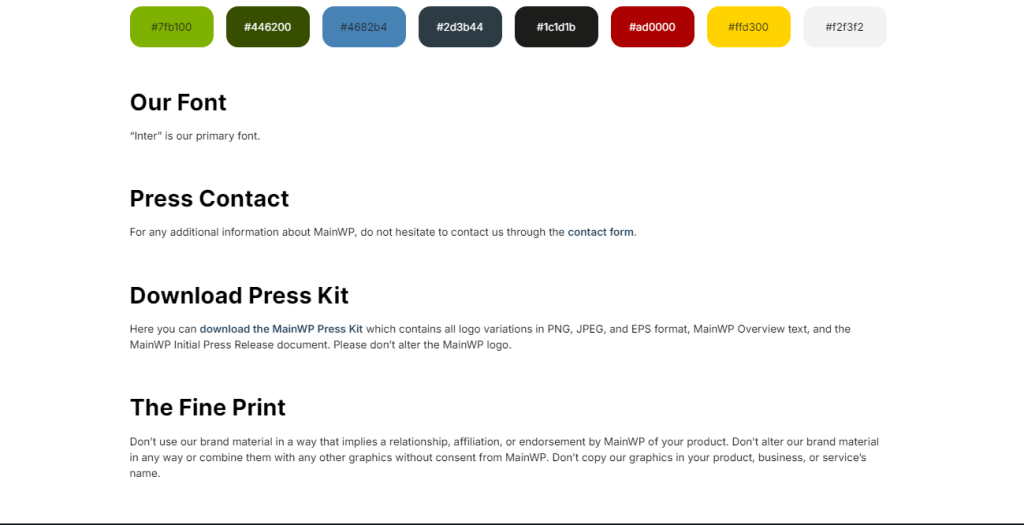 MainWP Brand Assets Page