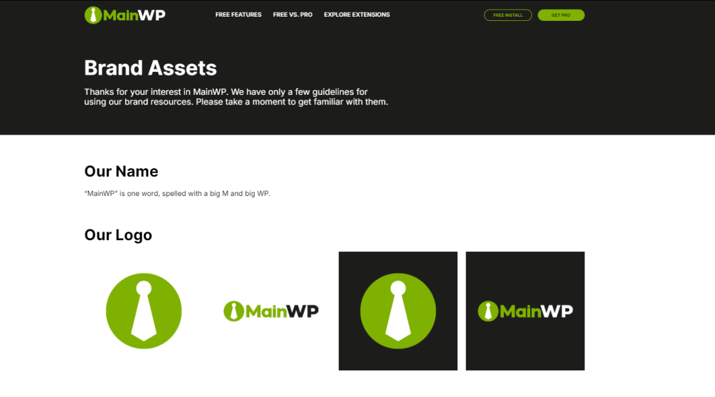 MainWP Brand Assets Page