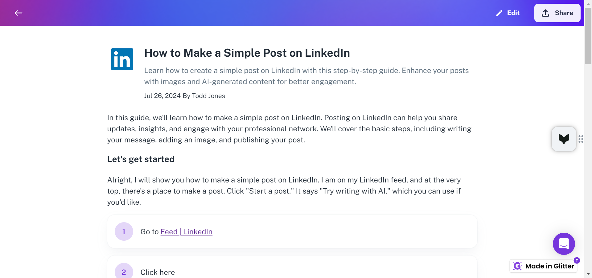 How to make a simple post on LinkedIn