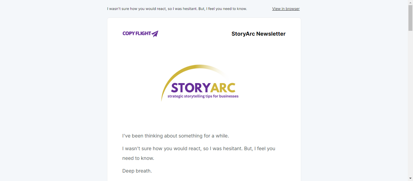 Screenshot: Copyflight's StoryArc Newsletter