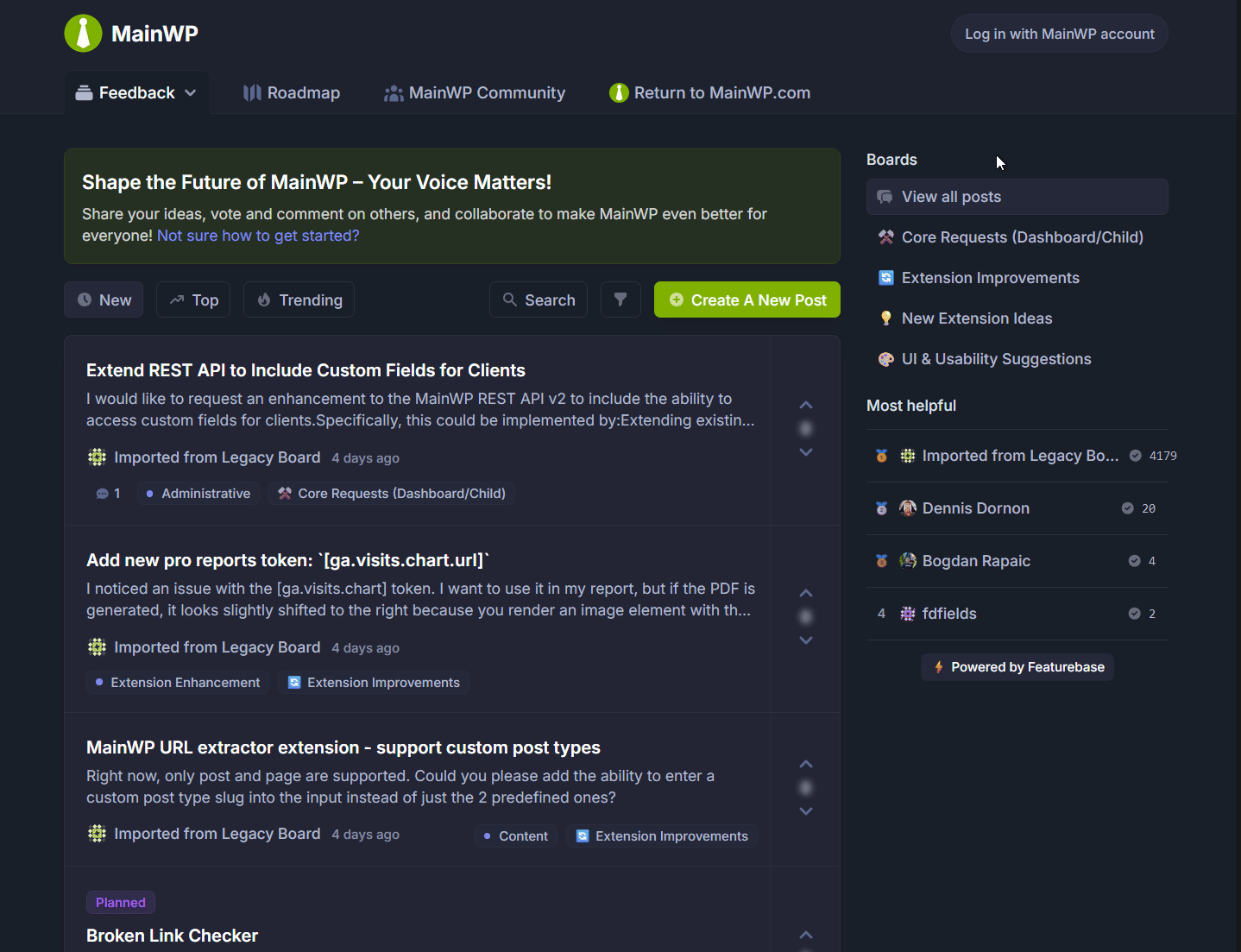 Login to Voice MainWP