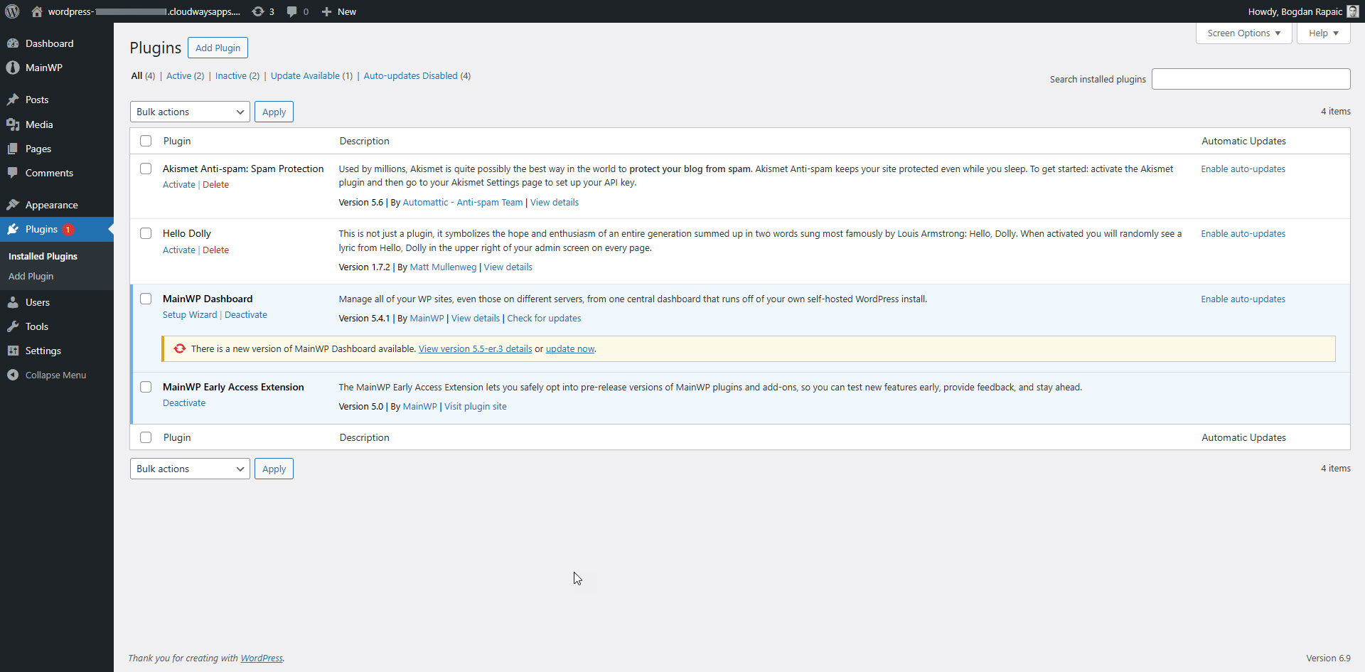 MainWP Dashboard - Pre-release update available